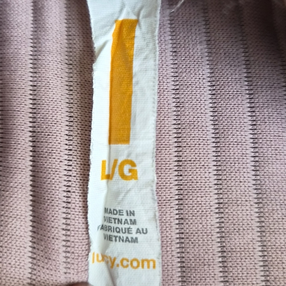 Lucy Inner Journey Pullover Size Large Funnel Neck Ribbed Cropped Mauve - Picture 8 of 10
